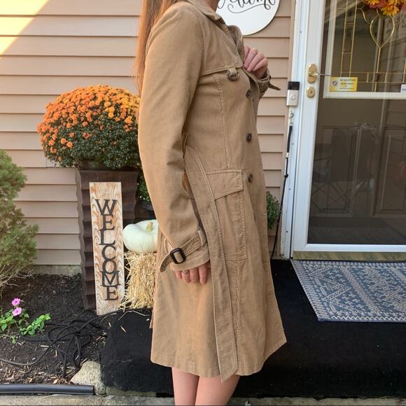 Vintage Corduroy Tan Belted Trench Coat W/ Buttons & Pockets Sz M 🤎 - Picture 4 of 12